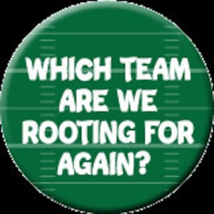 Puede incluir: Botón verde con texto blanco que dice "¿Para qué equipo estamos animando de nuevo?" El botón tiene un patrón de campo de fútbol.