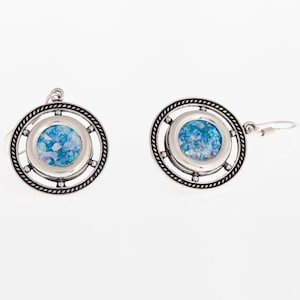 Women- 925 Sterling Silver Dangle-ncient Roman Glass Earrings,Unique Design