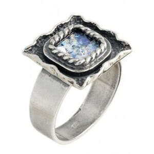 Beautiful OOAK 925 Sterling Silver Ancient Roman Glass Ring Size 5.5