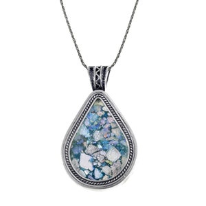 Beautiful Drop pendant, Ancient Roman Glass Pendant, 925 Sterling Silver Pendant, Roman Glass Jewelry, OOAK
