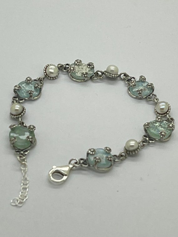 Ancient Roman Glass and Garnet Toggle Bracelet Sterling Silver Ancient Roman Glass and Garnet Toggle Bracelet Sterling Silver