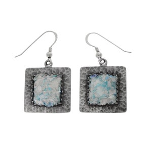 Dangle Earrings, Woman Earrings, 925 Sterling Silver Earrings, Ancient Roman Glass Earrings, Roman Glass Jewelry