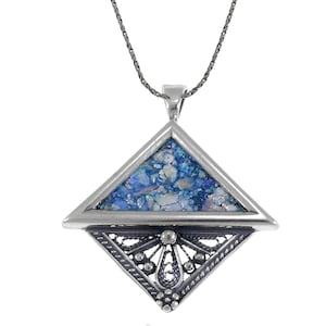 One Of A Kind Beautiful 925 Sterling Silver Pendant, Antique Roman Glass Pendant