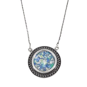 Exclusive Round 925 Sterling Silver Necklace, Ancient Roman Glass Necklace, Roman Glass Pendant, Unique Jewelry