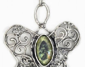 One Of A Kind Ladies 925 Sterling Silver Pendant, Ancient Roman Glass Pendant Butterfly Jewelry, Unique Jewelry