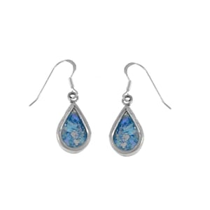 Roman Glass Earrings, Dangle 925 Sterling Silver Earrings, Ancient Roman Glass