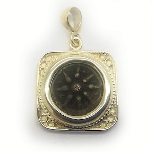 Authentic Rare Widow&#39;s Mite Coin Pendant, Square 14K Yellow Gold Pendant, Unique Jewelry, Original Gift