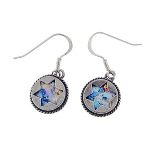 Great Earrings, 925 Sterling Silver Star Of David Ancient Roman Glass Earrings, Roman Glass Jewelry