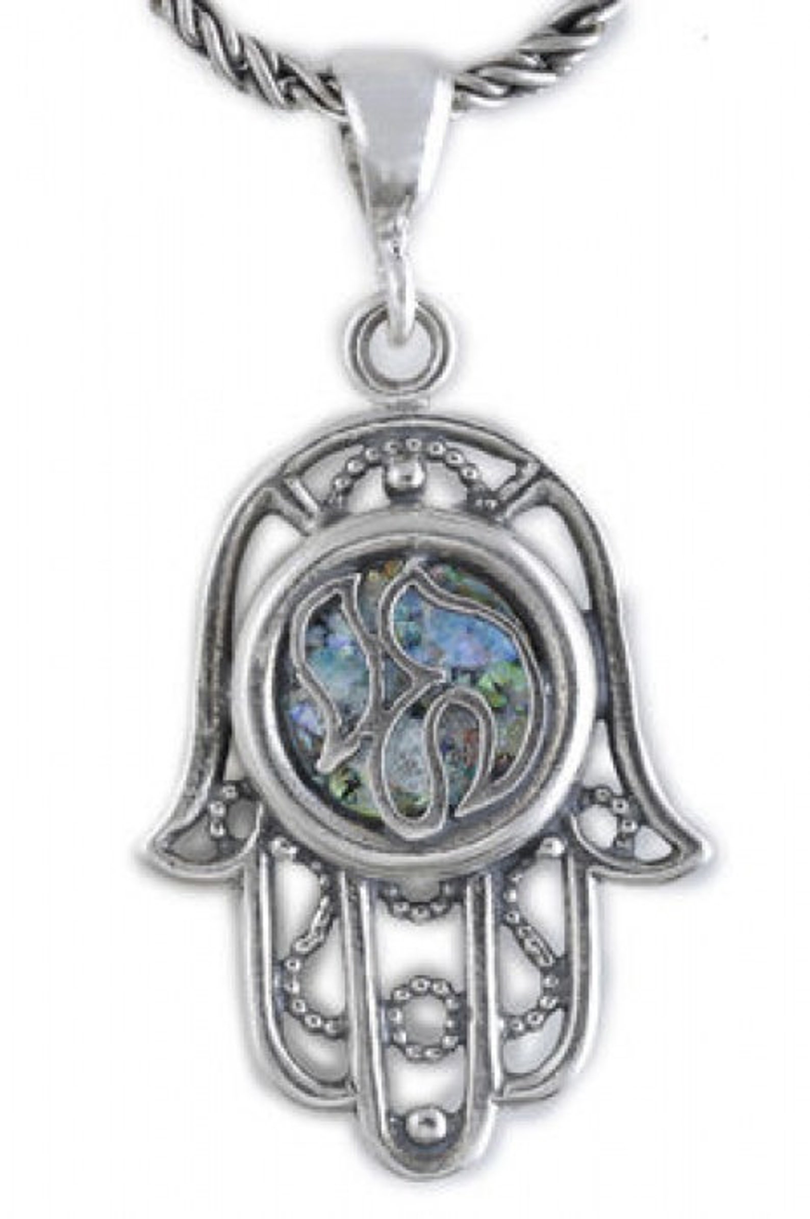 Nice 925 Sterling Silver Pendant, Ancient Roman Glass Pendant, Hamsa ...