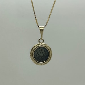 Authentic Rare Widow&#39;s Mite Coin Pendant, 14K Yellow Gold Pendant, Unique Jewelry, Original Gift