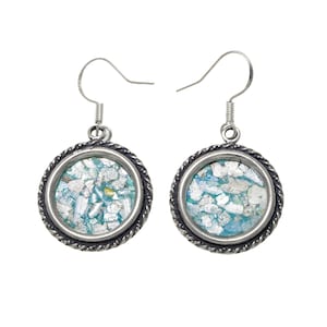Dangle 925 Sterling Silver, Ancient Roman Glass Earrings Unique Design