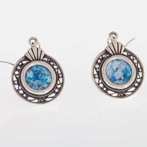 925 Sterling Silver Earrings, Ancient Roman Glass Earrings, Unique Jewelry