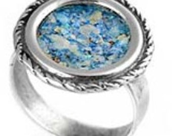 OOAK 925 Sterling Silver Ring, Authentic Roman Glass Ring,  Unique Jewelry size 9.5