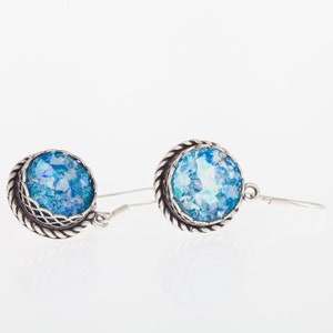 Dangle 925 sterlingzilver, oud-Romeins glas damesoorbellen uniek ontwerp
