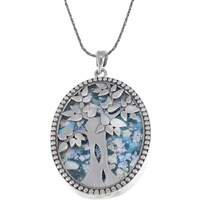 Great 925 Sterling Silver Ancient Roman Glass oval Tree Of Life Pendant-Unique Jewelry