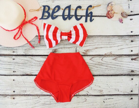 Navy w/ Red Bow Bikini