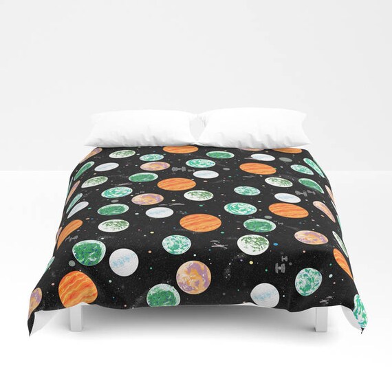 Star Wars Duvet Cover Star Wars Planets On Black Duvet Cover Etsy