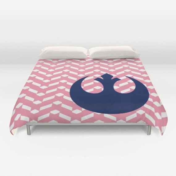 Rebel Alliance Symbol On Chevrons Duvet Cover In Navy Pink And Etsy