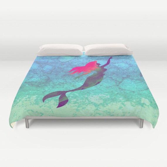 Disney S The Little Mermaid Watercolor Duvet Cover Etsy