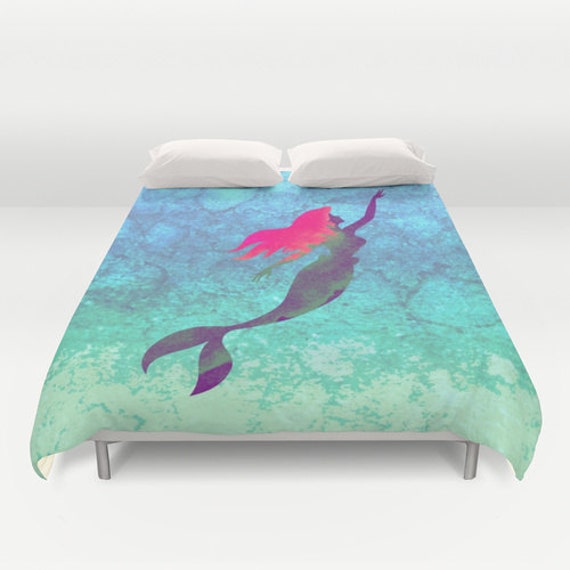 Disney S The Little Mermaid Watercolor Duvet Cover Etsy