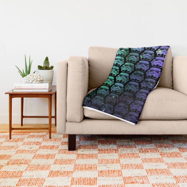 Star Wars Throw Blanket Star Wars Blanket Star Wars Galactic Empire Stormtroopers in Green and Purple Stars Blanket