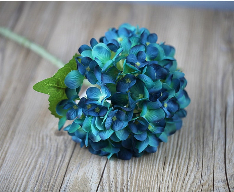 Blue Hydrangea Artificial Silk Hydrangea 10 Stems Blooms Light | Etsy