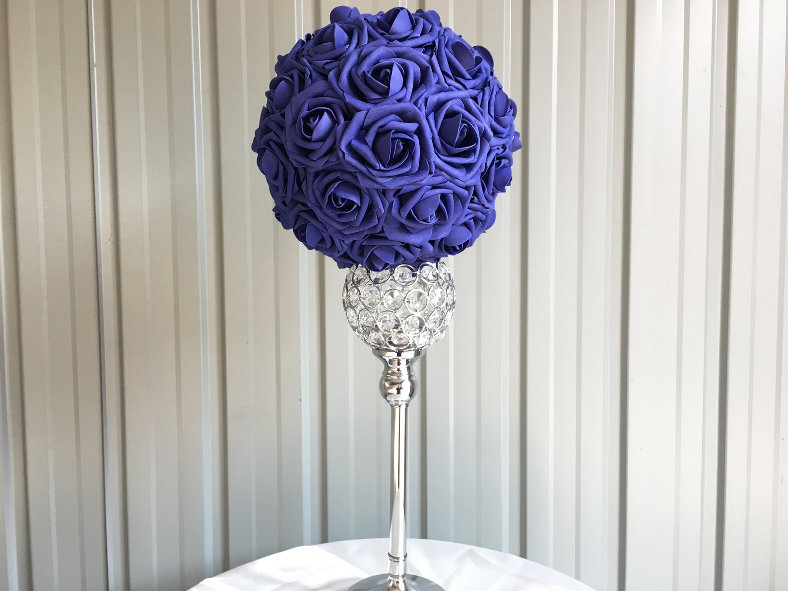 Cobalt Blue Kissing Balls Flower Girl Pomander Dark Blue Rose Etsy