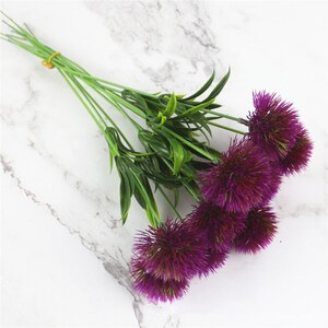 Green Alliums Fake Flowers Pompon Mum Artificial Green Flowers for Flower Arrangement Fillers JBY930 Purple