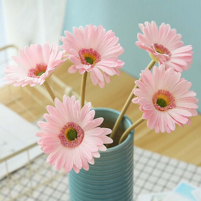 Real Touch Gerbera Daisy Artificial Flowers Long Stem Gerbera Etsy