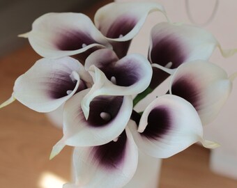 Calla Lily Bouquet Picasso Purple Calla Lily Flowers PU Real Touch For Bridal Bouquet Wedding Flowers Centerpieces GZ-MTL-03