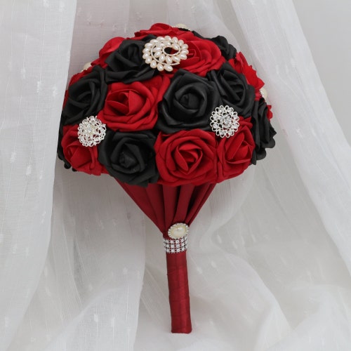 Artificial Flower Black Rose Bouquets for Wedding Decorbar Etsy