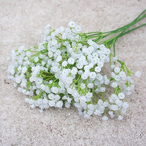 White Babys Breath Fake Gypsophila Flowers Faux Babysbreath for Wedding Table Centerpieces Flower Arrangement DIY Flowers HZMTX image 2