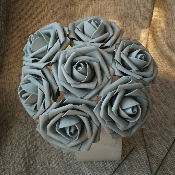 Wholesale Wedding Flowers Fake Flowers in Bulk 100 Gray Roses Faux Floral For Wedding Table Centerpiece Cheap Bridal Bouquet Flowers LNPE034
