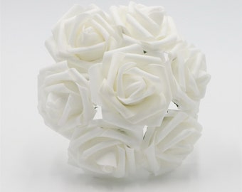 White Wedding Flowers Faux Roses Cheap Artificial Flowers 100 Wholesale For Bouquets Wedding Decor Table Centerpieces Bulk Flower LNPE009