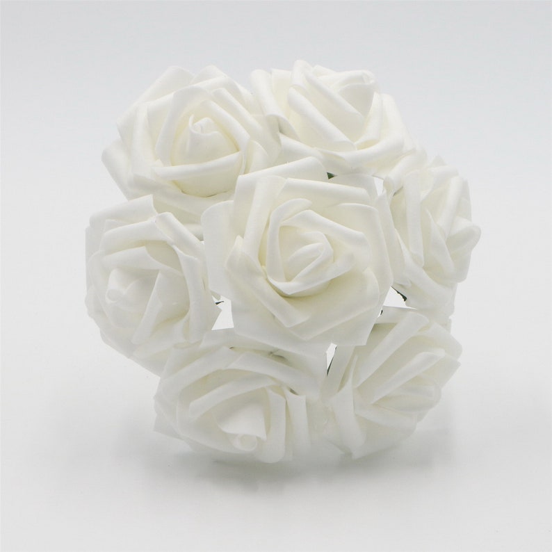 White Wedding Flowers Faux Roses Cheap Artificial Flowers 100 Wholesale For Bouquets Wedding Decor Table Centerpieces Bulk Flower LNPE009 image 1