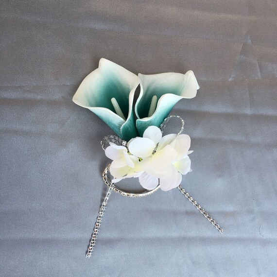 Teal wrist corsage sale