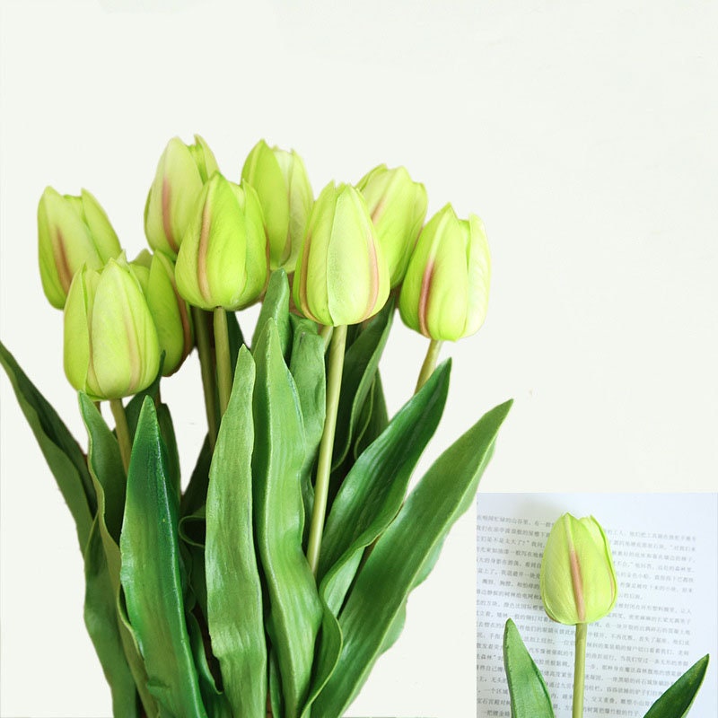 EZINSTALL 12 flores de tulipanes artificiales, realistas y de tacto real,  ramos de tulipanes de seda para decoración de mesa, hogar, habitación