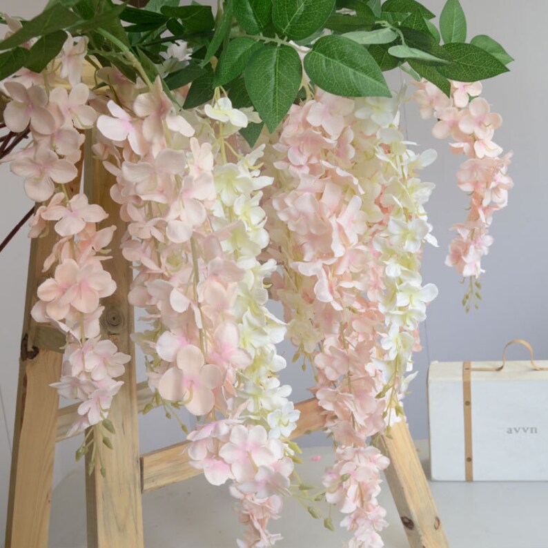 Light Pink Wisteria Artificial Silk Flowers 5 Stems Hanging Etsy