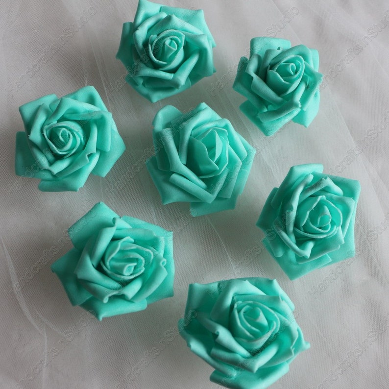 Aqua Blue Flowers Bulk Roses Heads Artificial Flowers 100 Pcs Etsy
