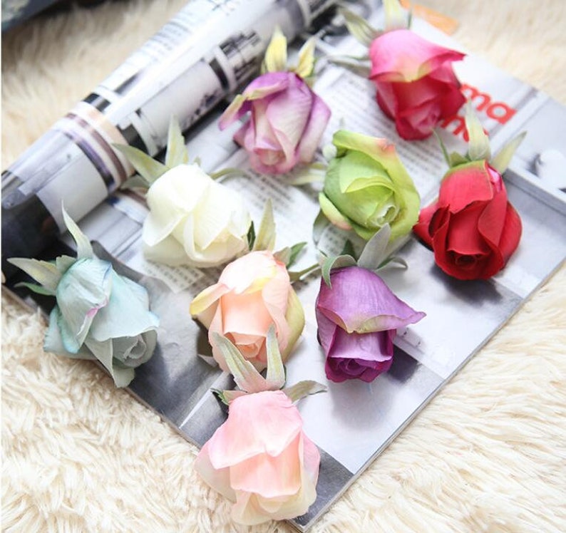 Silk Rose Buds Artificial Flower Head 10pcs Blush Pink Light Etsy