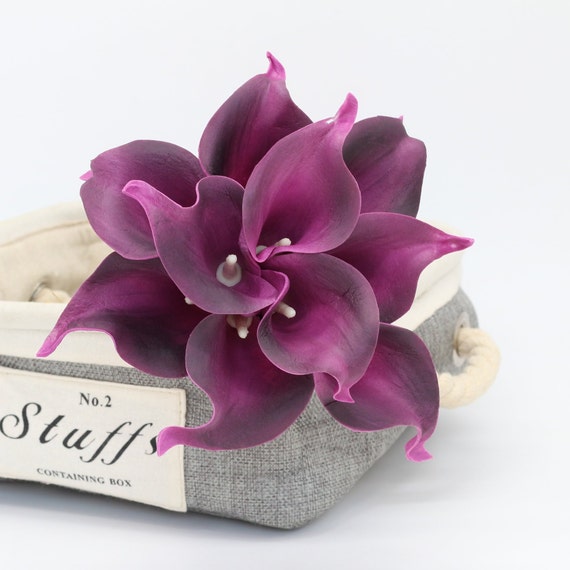 Plum Purple Calla Lily Wedding Flowers Real Touch Plum Calla Etsy