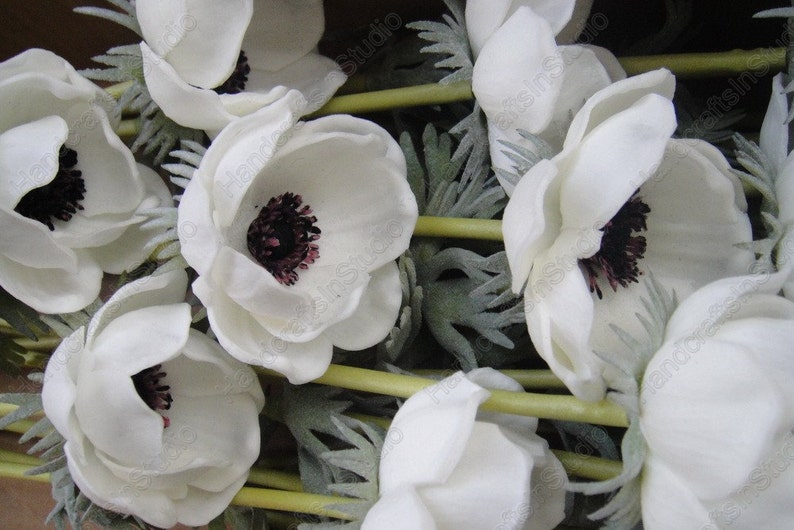 Real Touch White Anemones Flowers PU Artificial Anemones Etsy