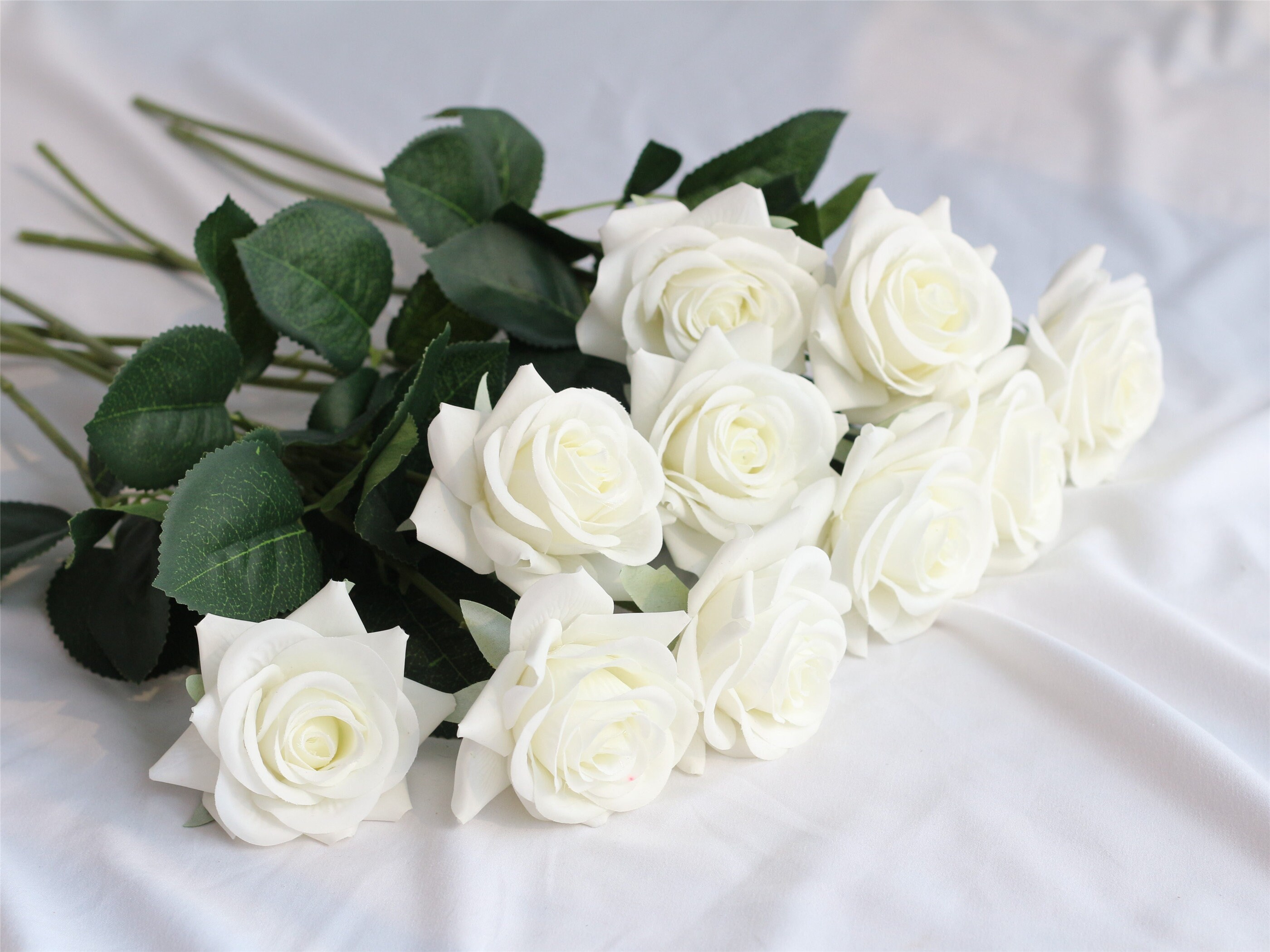 Real Touch Flowers Blush Silk Roses White Real Touch Flowers Etsy