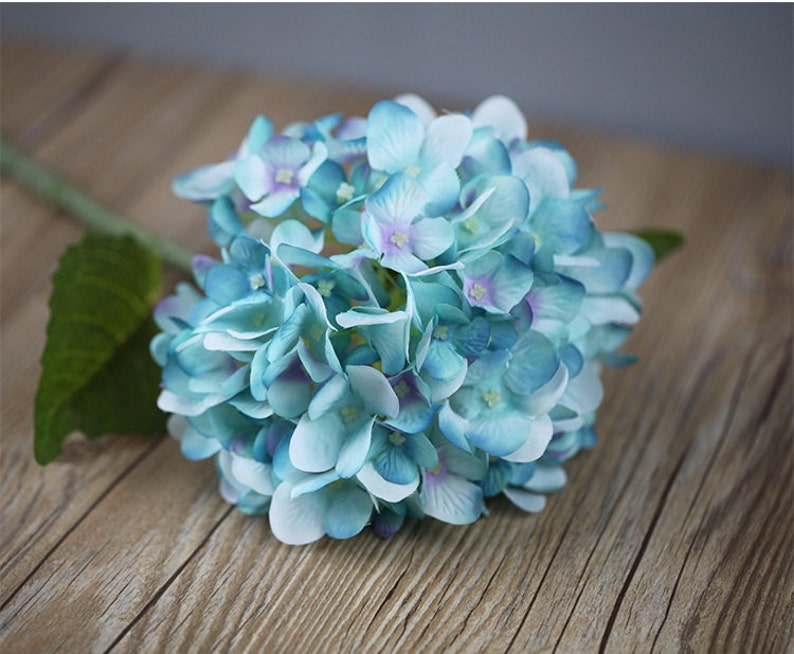 Blue Hydrangea Artificial Silk Hydrangea 10 Stems Blooms Light | Etsy