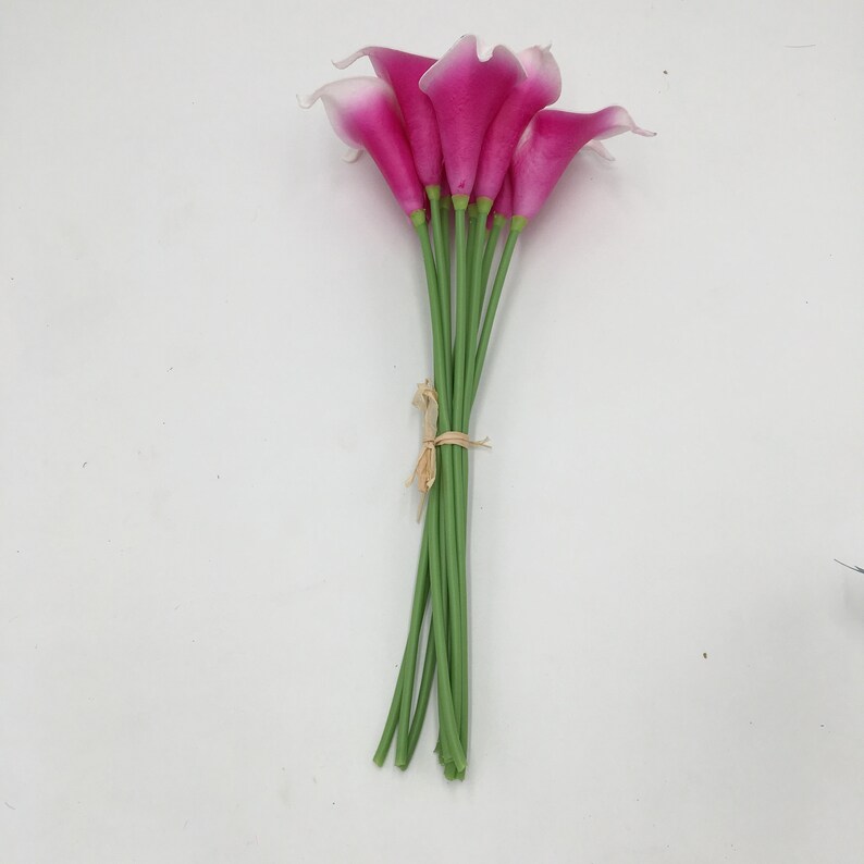 PU Calla Lily Bouquet Picasso Fuschia Calla Lilies Dark Pink Bridal Bouquet Faux Calla Lilies For Wedding Arrangement Flowers MTL-FLN032