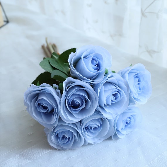 Ice Blue Silk Flower Bouquet, Light Blue Rose Bouquet, Artificial Wedding  Flowers for Floral Arrangement, Bridal Bouquet DIY SZ20-12 -  Norway