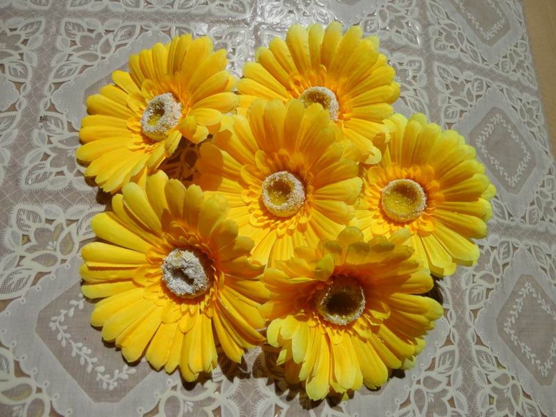 Silk Gerbera Daisy Artificial Flower Heads Fake Daisy 10 Etsy