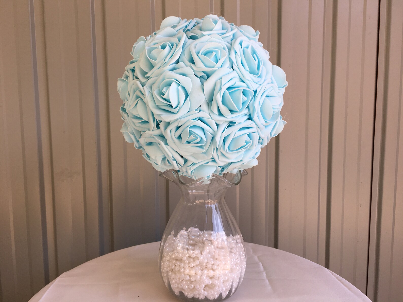 Baby Blue Kissing Ball Flower Ball Flower Girl Pomander Light Etsy