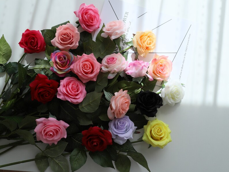 Fake Flowers Look Like Real Latex Real Touch Roses 10 Stems Etsy