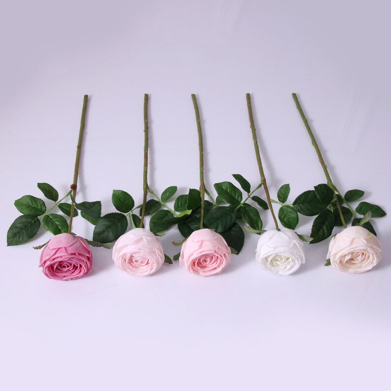 Fake Cabbage Roses Artificial Flower Arrangement Latex Real Etsy